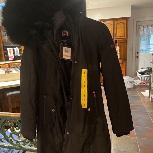 1 Madison Expedition Women's Faux Fur Trim Parka Jacket Coat Small Black - Picture 6 of 7